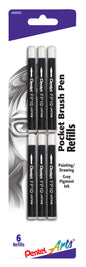 Refills for Pentel Arts Pocket Brush, Gray Pigment Ink, 6-pk (FP10BP6N)