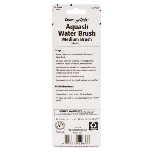 Pentel Arts Aquash Water Brush Fine Point Medium 1-Pk (FRHMBP)
