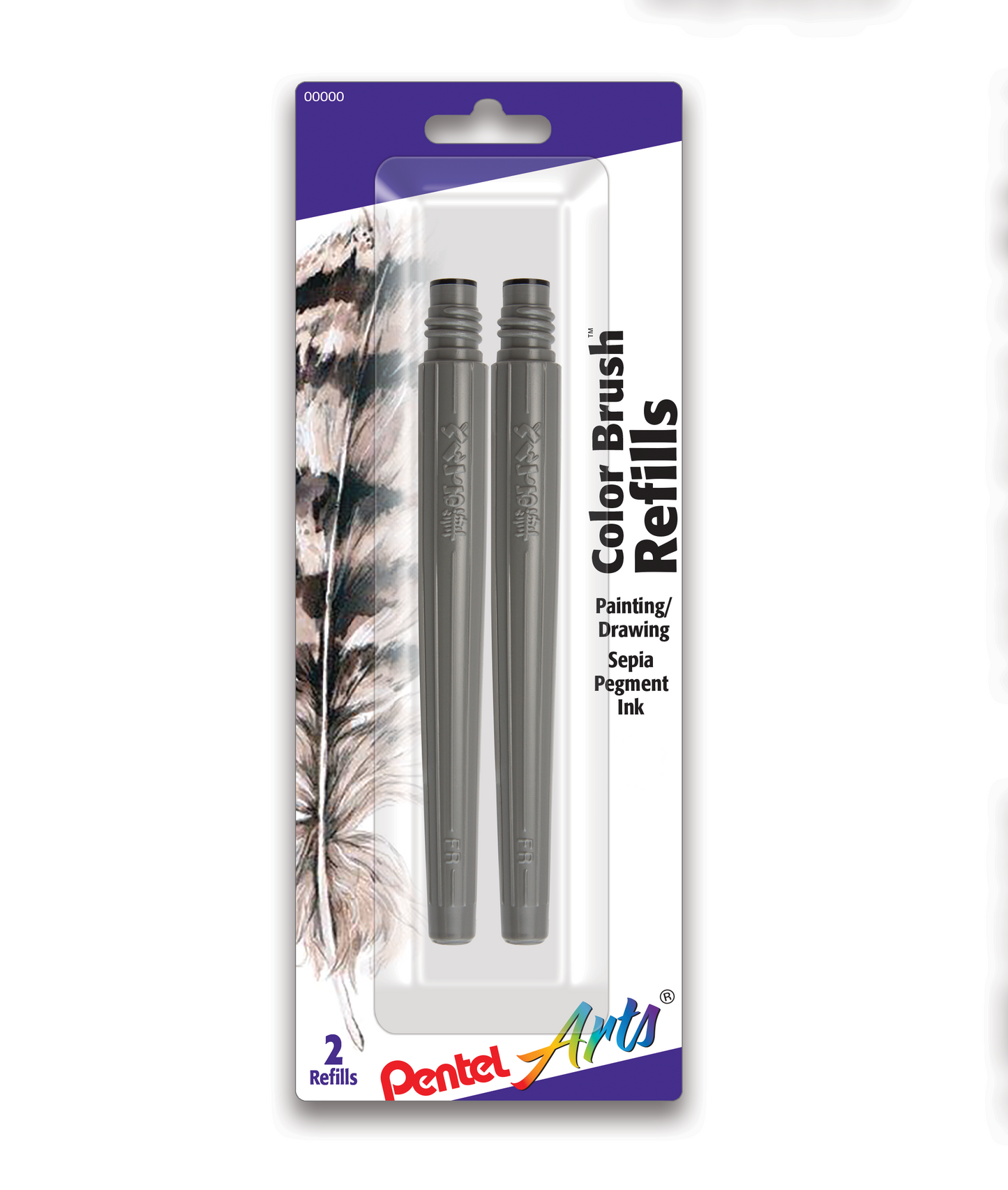 Refills for Pentel Arts Color Brush, Sepia Pigment Ink, 2-pk (FRP141BP2SP)