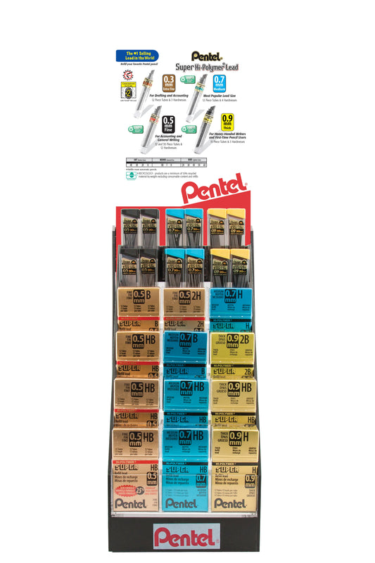 Super Hi-Polymer Lead Refill Open Stock Display - 180 Pieces (HP-18)