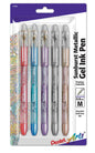 Pentel Arts Sunburst Metallic Gel Pen, Medium Line, Permanent, Assorted Ink (MB/MC/MV/MX/MZ) 5-Pk (K908MBP5)