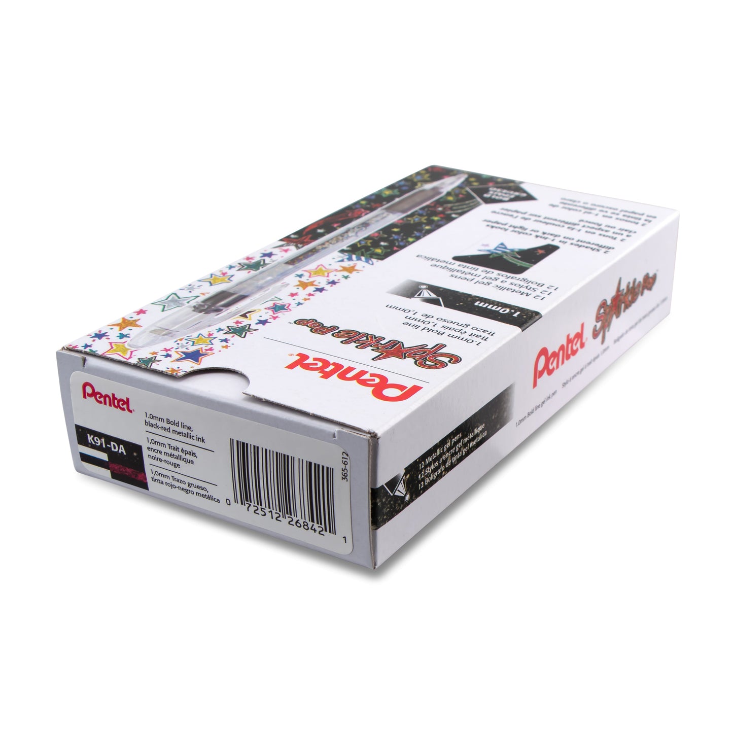 Sparkle Pop Metallic Gel Pen, (1.0mm) Bold Line, Black-Red Ink (K91-DA)