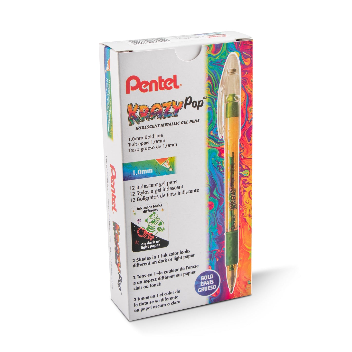 Krazy Pop Iridescent Gel Pen, (1.0mm) Bold line, Pink & Metallic Blue Ink (K91-DCP)