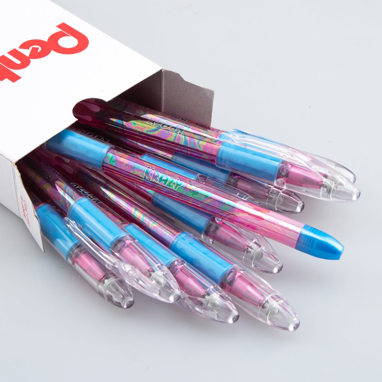 Krazy Pop Iridescent Gel Pen, (1.0mm) Bold line, Pink & Metallic Blue Ink (K91-DCP)