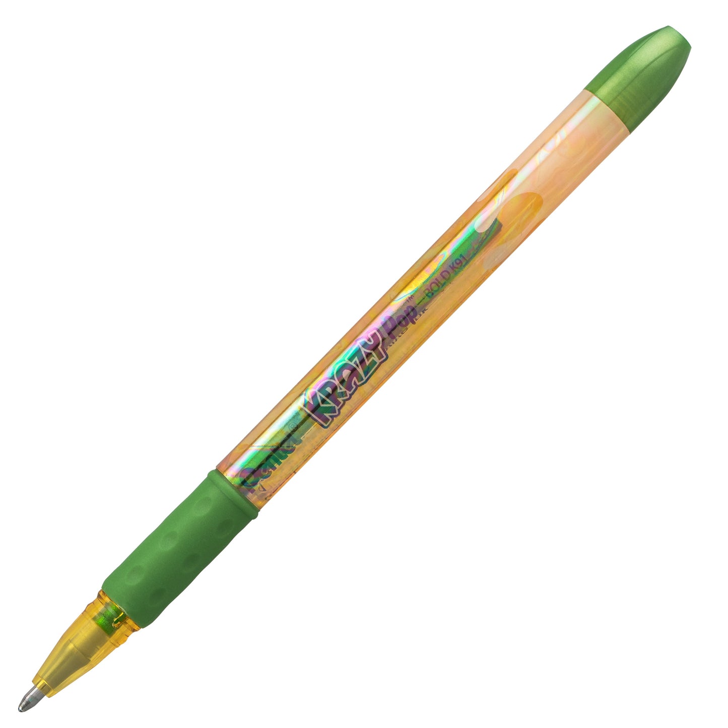 Krazy Pop Iridescent Gel Pen, (1.0mm) Bold line, Yellow & Metallic Green Ink (K91-DDG)