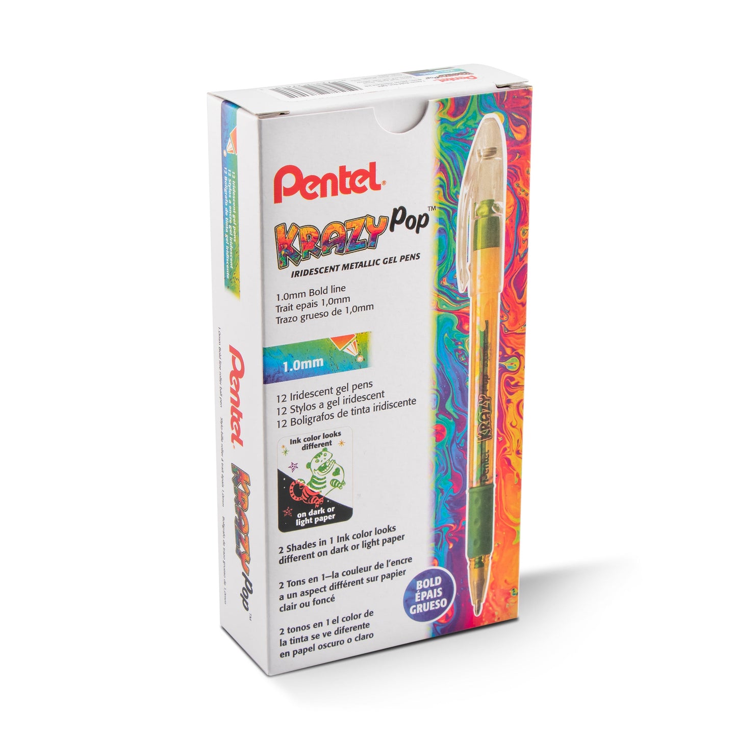 Krazy Pop Iridescent Gel Pen, (1.0mm) Bold line, Yellow & Metallic Green Ink (K91-DDG)