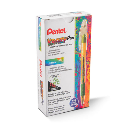 Krazy Pop Iridescent Gel Pen, (1.0mm) Bold line, Yellow & Metallic Green Ink (K91-DDG)