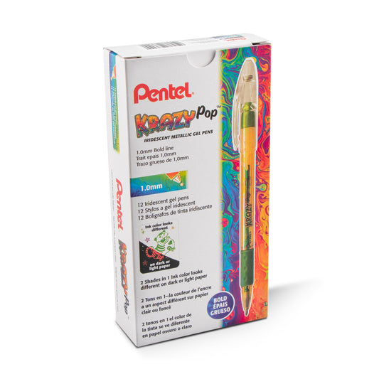 Krazy Pop Iridescent Gel Pen, (1.0mm) Bold line, Blue & Gold Ink (K91-DXC)