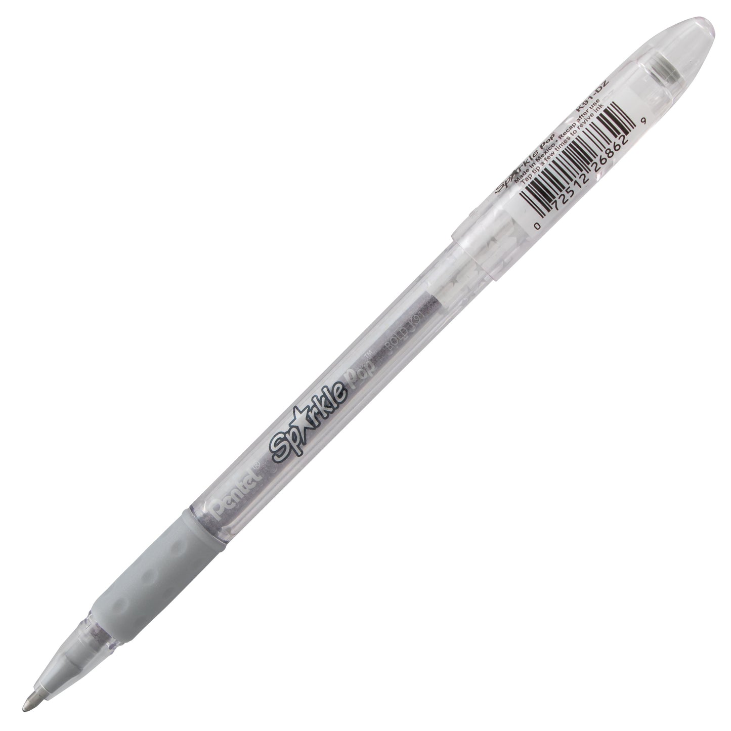Sparkle Pop Metallic Gel Pen, (1.0mm) Bold Line, Silver-Silver (K91-DZ)