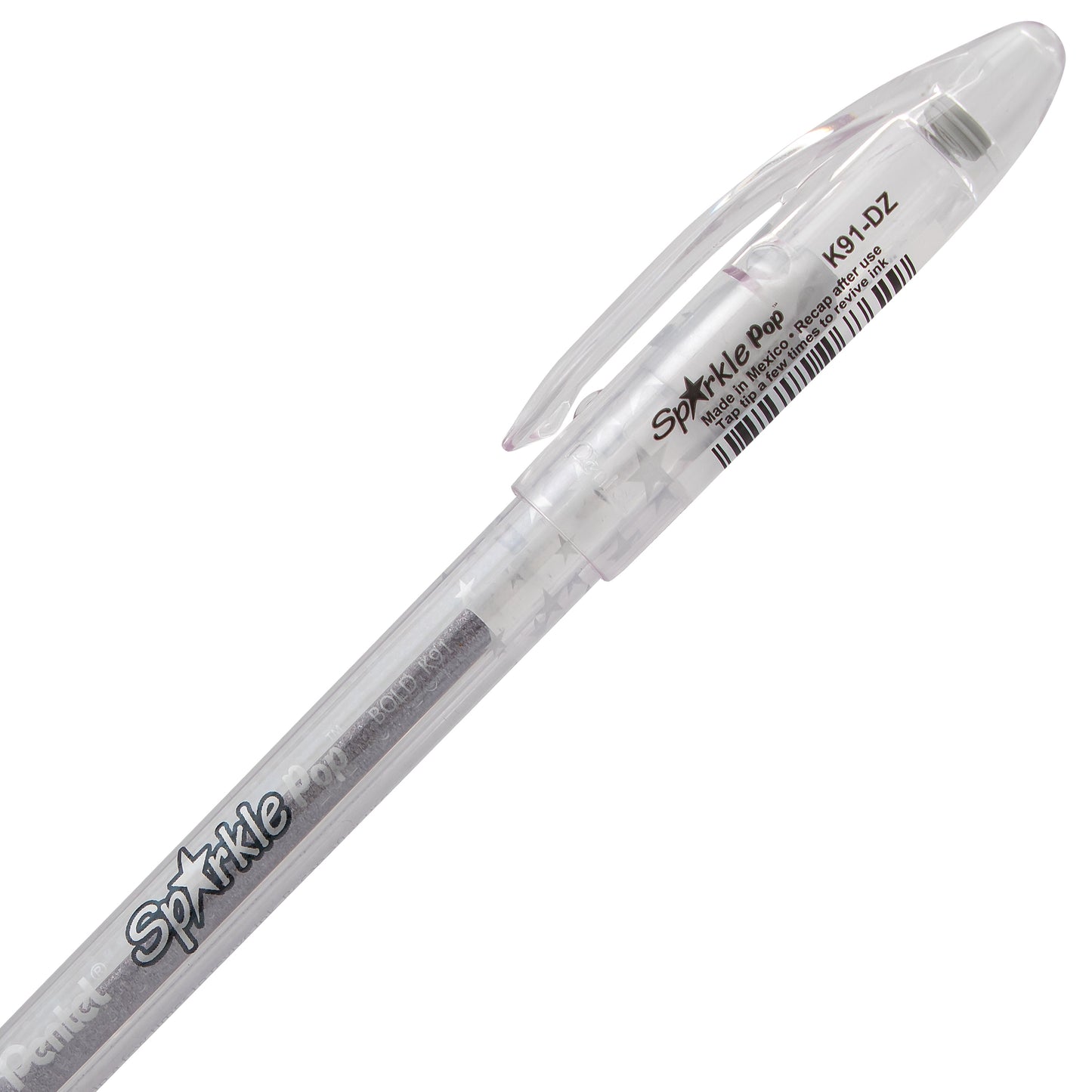 Sparkle Pop Metallic Gel Pen, (1.0mm) Bold Line, Silver-Silver (K91-DZ)