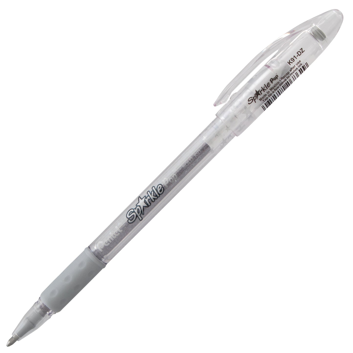 Sparkle Pop Metallic Gel Pen, (1.0mm) Bold Line, Silver-Silver (K91-DZ)