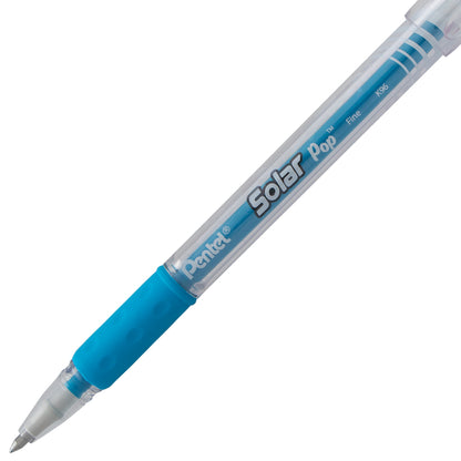 Solar Pop Neon Gel Pen, (0.6mm) Medium Line, Sky Blue Ink (K96-S)