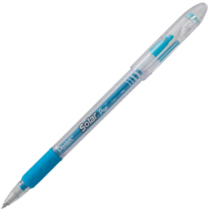 Solar Pop Neon Gel Pen, (0.6mm) Medium Line, Sky Blue Ink (K96-S)