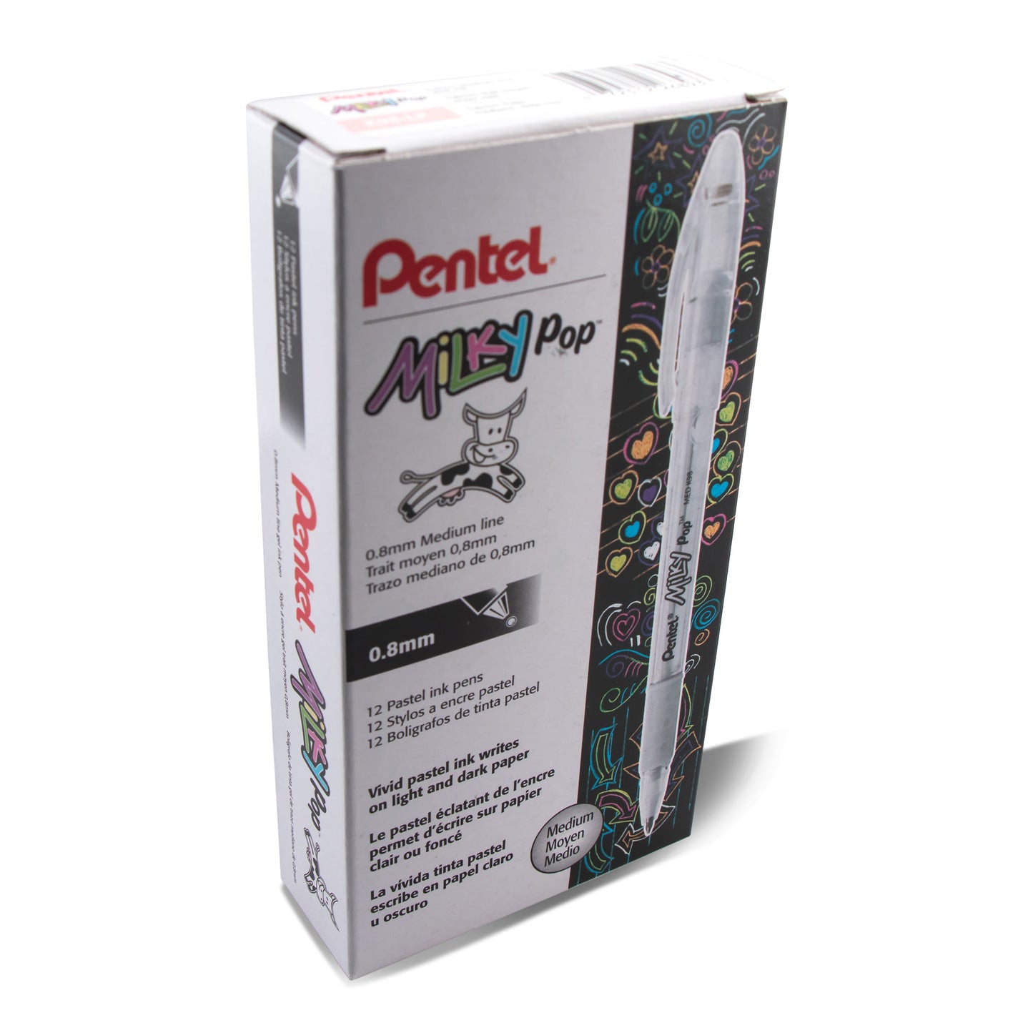 Milky Pop Pastel Gel Pen, (0.8mm) Medium Line, Pink Ink (K98-LP)