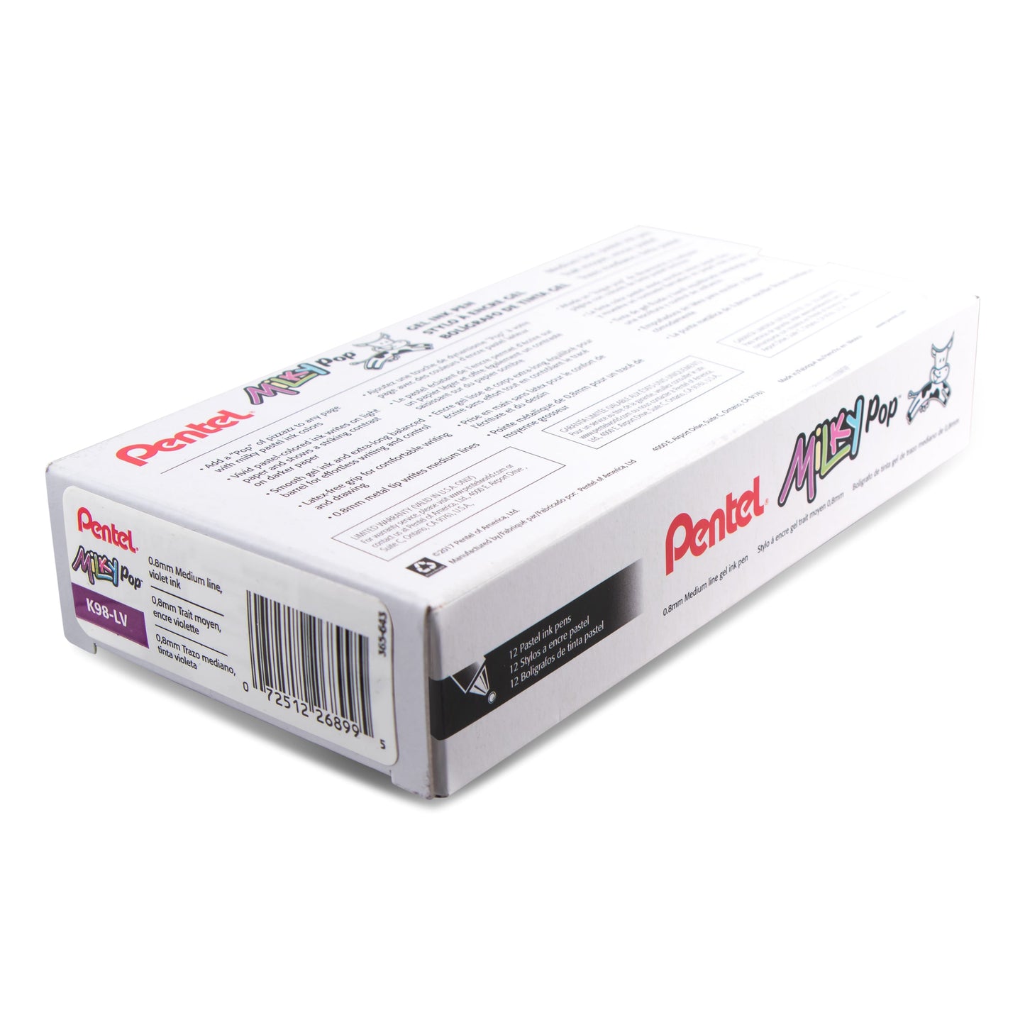 Milky Pop Pastel Gel Pen, (0.8mm) Medium Line, Violet Ink (K98-LV)
