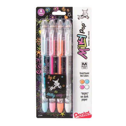 Milky Pop Pastel Gel Pen, (0.8mm) Medium Line, Assorted Ink (SPFW), 4-Pk (K98BP4M)