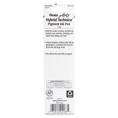 Pentel Arts Hybrid Technica (0.3mm) Gel Pen, Black Ink 1-Pk (KN103BPA)