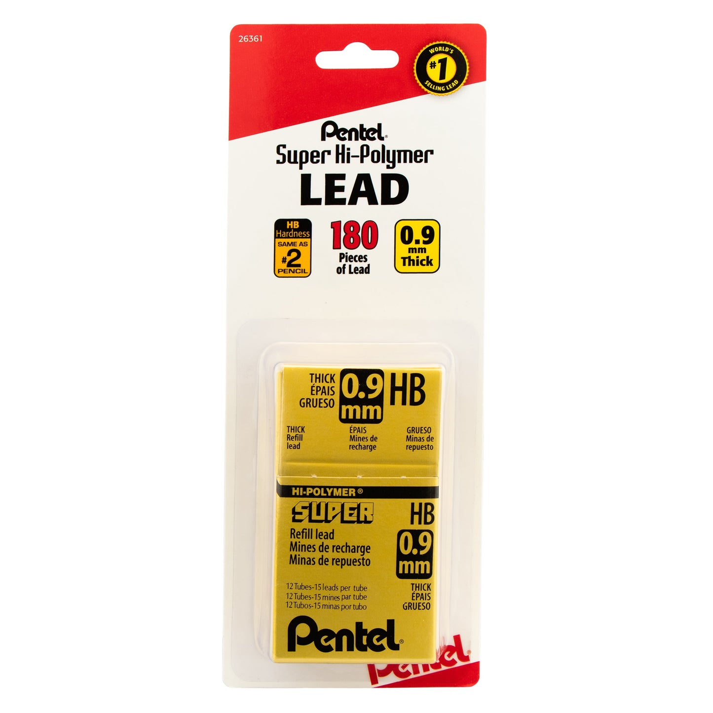 Super Hi-Polymer Lead Refill (0.9mm) Thick, HB, 180 pieces/box 1-Pk (L509BPHB)