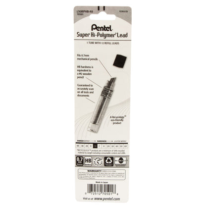 Super Hi-Polymer Lead Refill (0.7mm), HB 12 pcs/Tube 1-Pk (L50BPHB-K6)