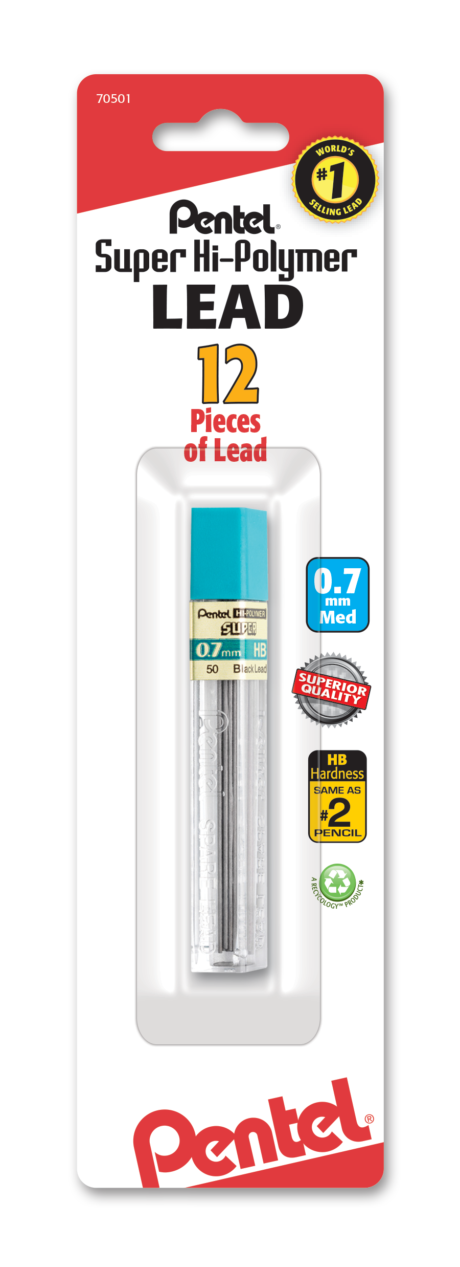 Super Hi-Polymer Lead Refill (0.7mm), HB 12 pcs/Tube 1-Pk (L50BPHB-K6)
