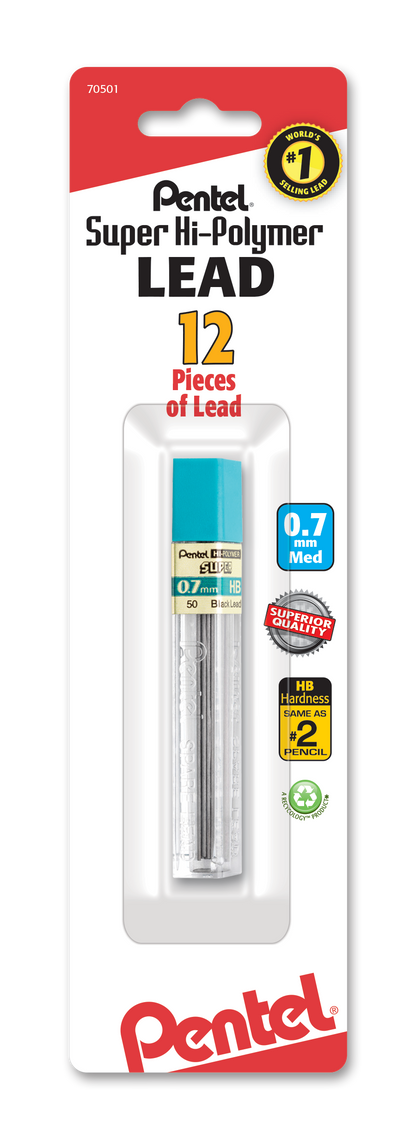 Super Hi-Polymer Lead Refill (0.7mm), HB 12 pcs/Tube 1-Pk (L50BPHB-K6)