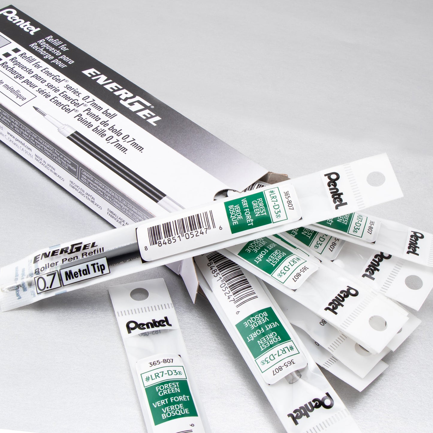 Refill Ink - For EnerGel Gel Pen, 0.7mm Metal Tip, Medium, Forest Green Ink (LR7-D3)