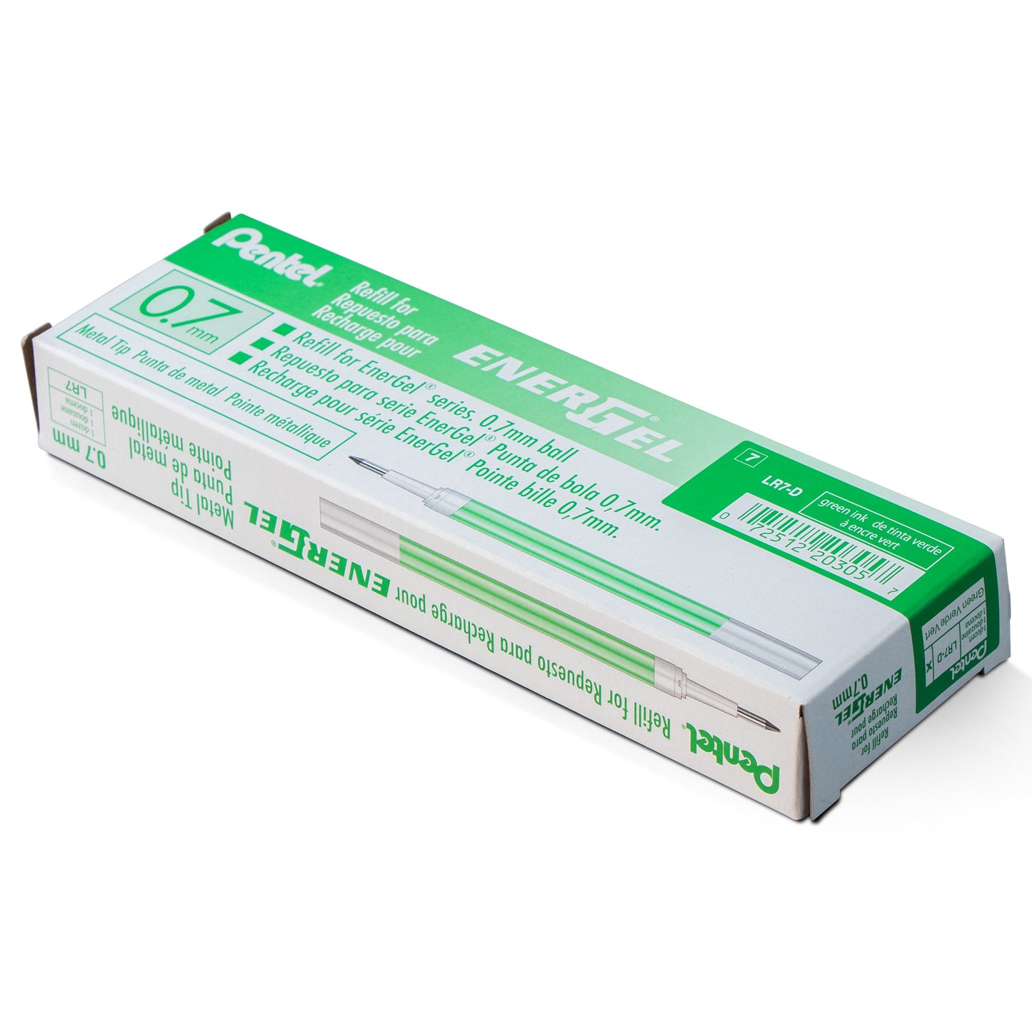 Refill Ink - For EnerGel Gel Pen, 0.7mm Metal Tip, Medium, Green Ink (LR7-D)