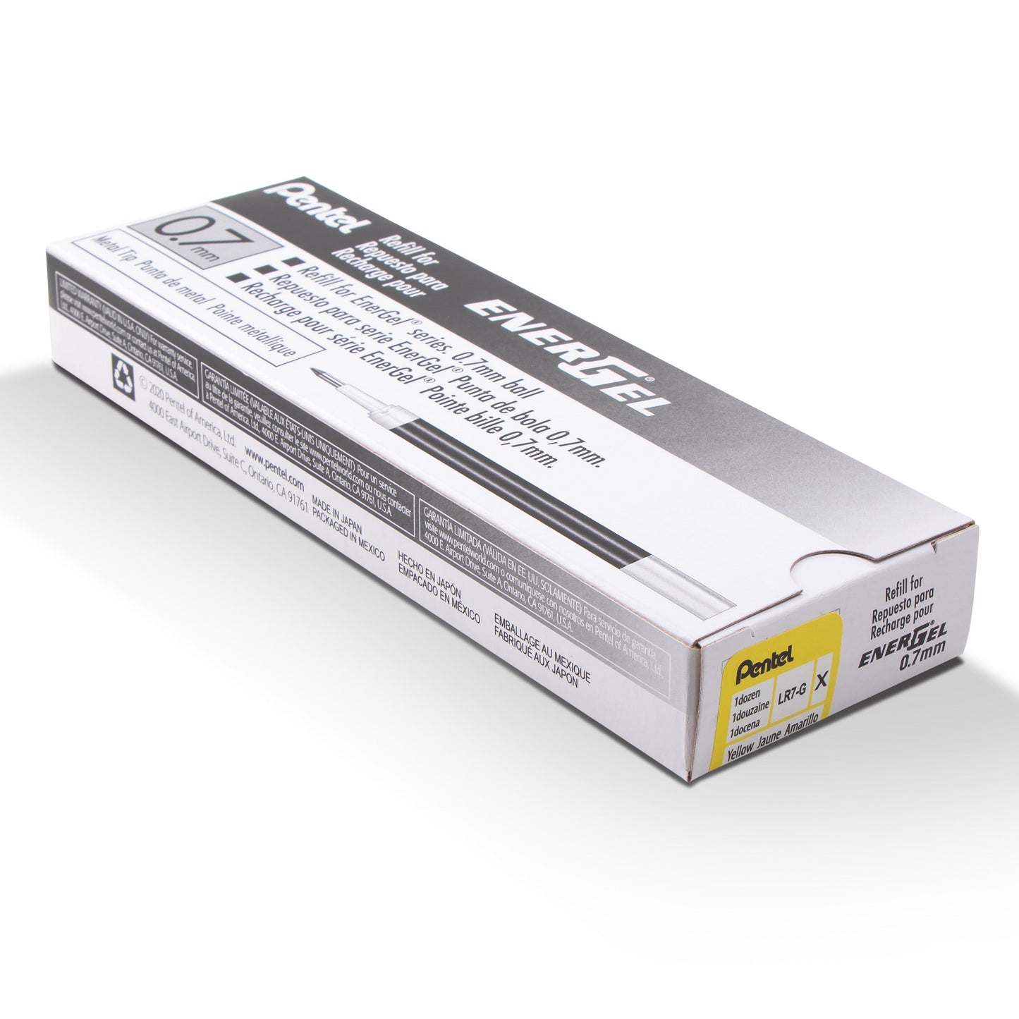 Refill Ink - For EnerGel Gel Pen, 0.7mm Metal Tip, Medium, Yellow Ink (LR7-G)