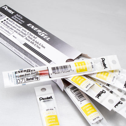 Refill Ink - For EnerGel Gel Pen, 0.7mm Metal Tip, Medium, Yellow Ink (LR7-G)