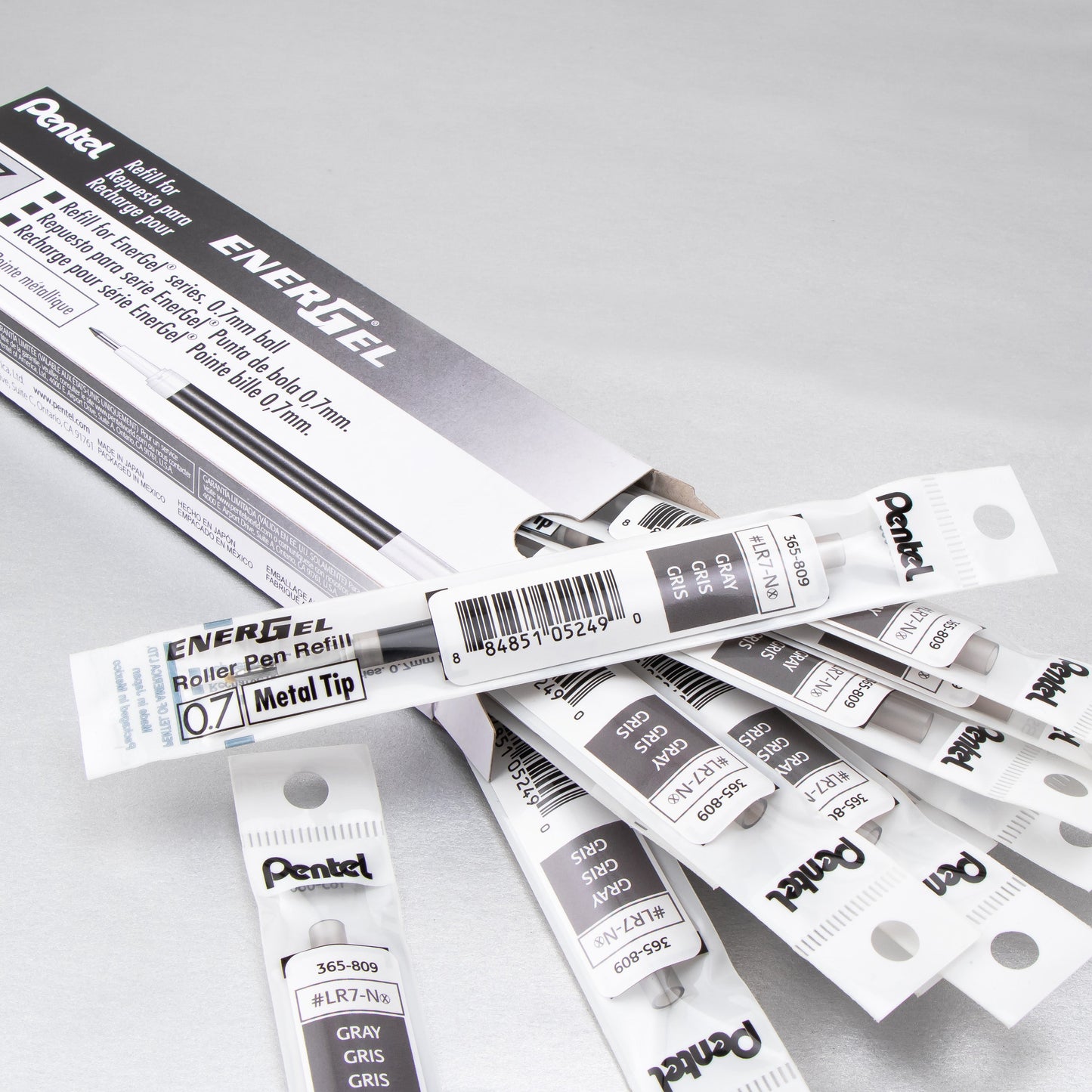 Refill Ink - For EnerGel Gel Pen, 0.7mm Metal Tip, Medium, Gray Ink (LR7-N)
