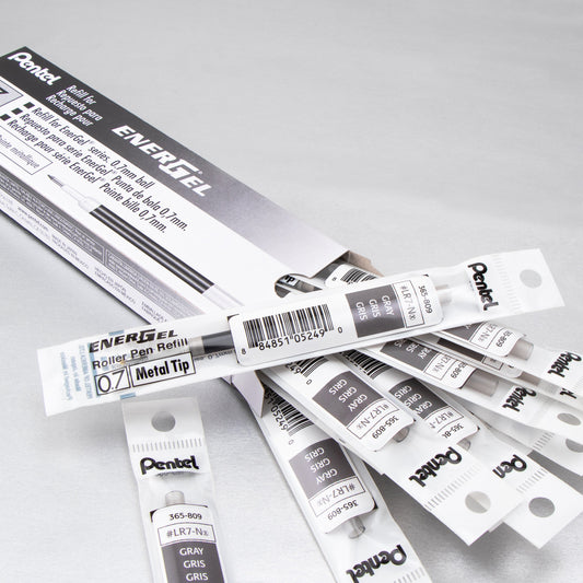Refill Ink - For EnerGel Gel Pen, 0.7mm Metal Tip, Medium, Gray Ink (LR7-N)