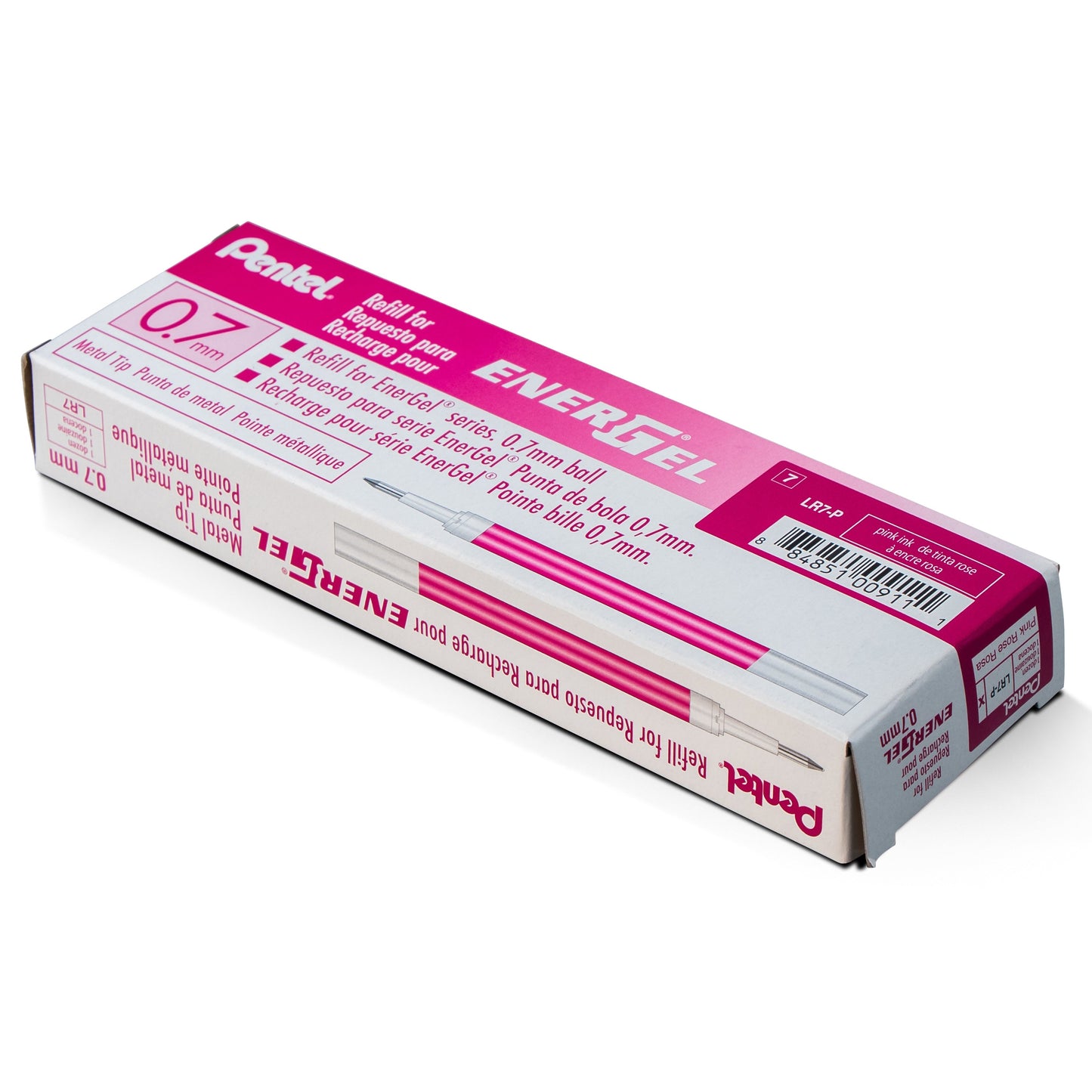 Refill Ink - For EnerGel Gel Pen, 0.7mm Metal Tip, Medium, Pink Ink (LR7-P)