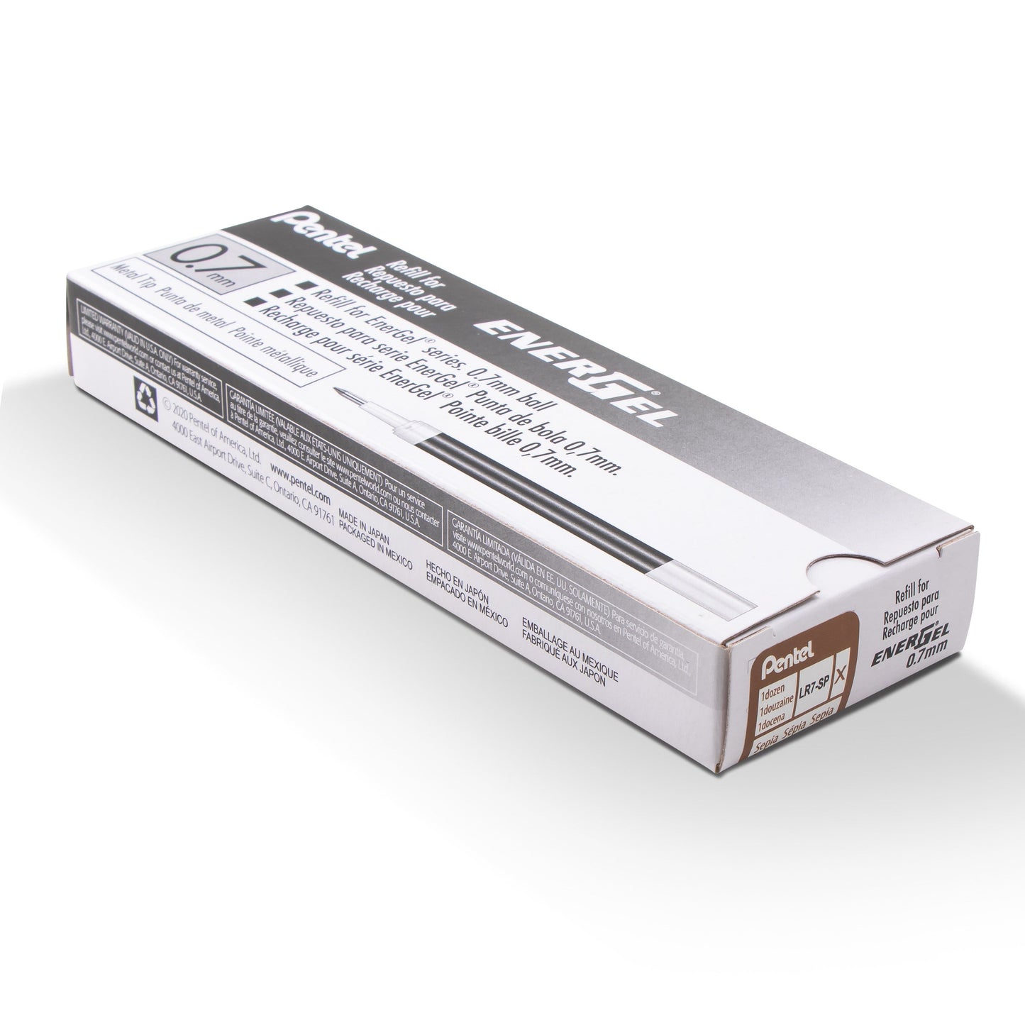 Refill Ink - For EnerGel Gel Pen, 0.7mm Metal Tip, Medium, Sepia Ink (LR7-SP)