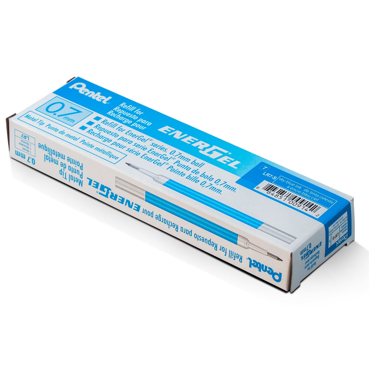 Refill Ink - For EnerGel Gel Pen, 0.7mm Metal Tip, Medium, Sky Blue Ink (LR7-S)