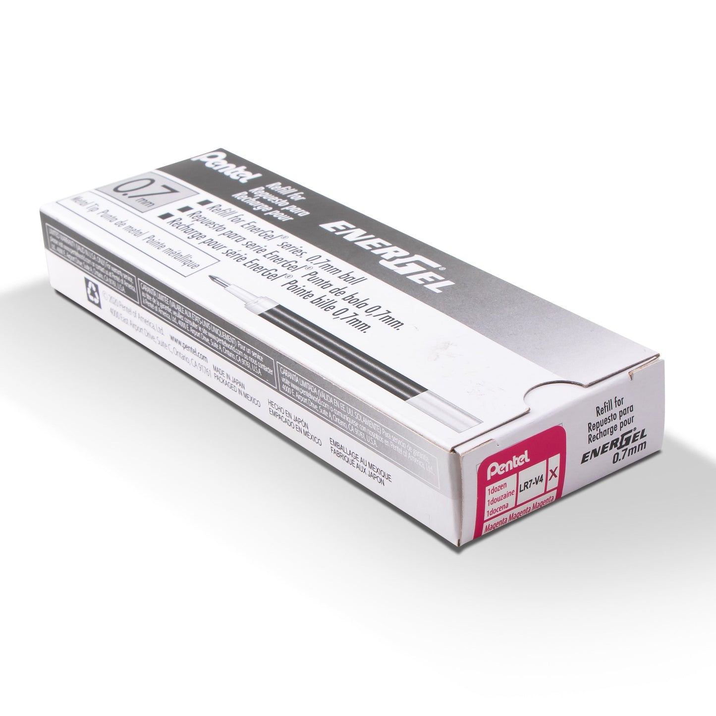 Refill Ink - For EnerGel Gel Pen, 0.7mm Metal Tip, Medium, Magenta Ink (LR7-V4)
