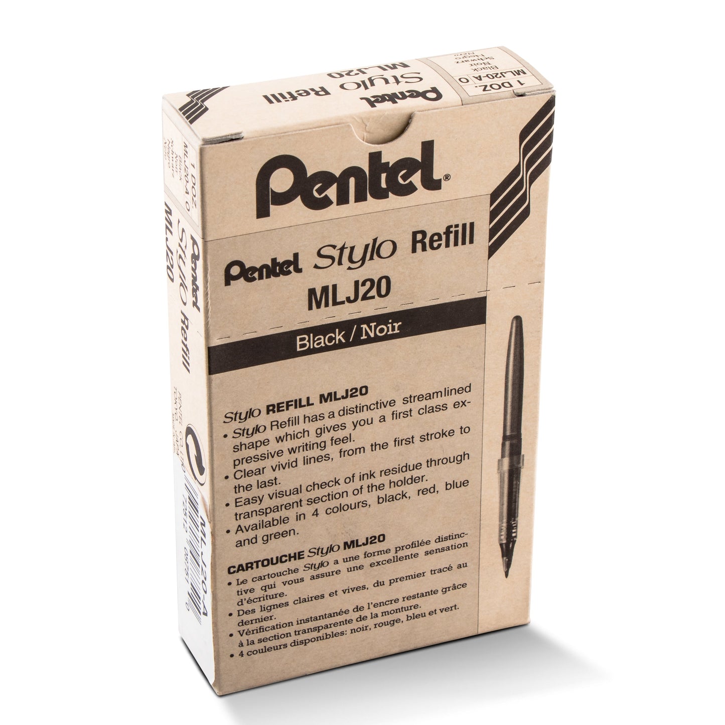 Pentel Arts Tradio Stylo Sketch Pen Refill, Black Ink (MLJ20-A)