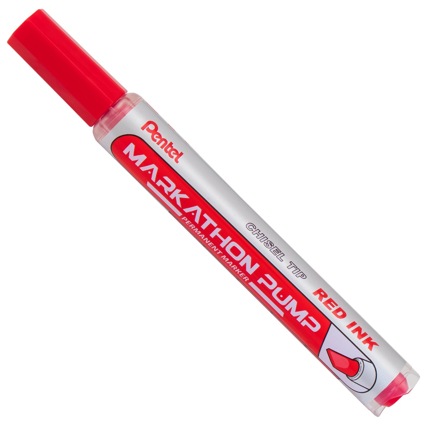 Markathon Pump Permanent Marker, Chisel Tip, Red Ink (NLF60X-B)