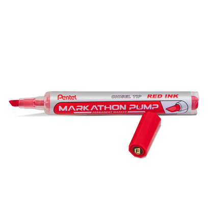 Markathon Pump Permanent Marker, Chisel Tip, Red Ink (NLF60X-B)
