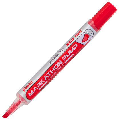 Markathon Pump Permanent Marker, Chisel Tip, Red Ink (NLF60X-B)