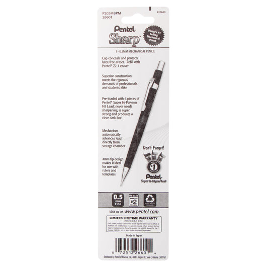 Sharp Mechanical Pencil, (0.5mm), Metallic Barrels, Assorted Colors, 1-Pk (P205MBPM)