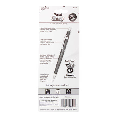 Sharp Mechanical Pencil (0.7mm) Metallic Barrels, Assorted Colors (Z/MS/MK1), 3-Pk (P207MBP3M)