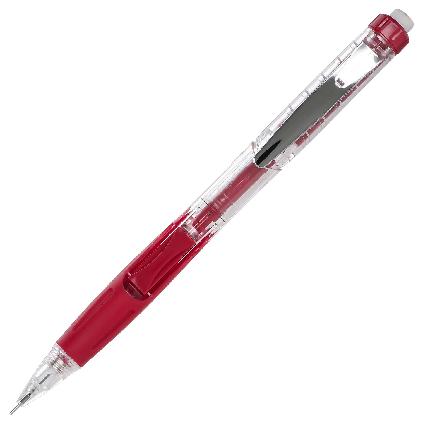 Twist-Erase Click Mechanical Pencil (0.5mm) Clear Barrel, Red Grip (PD275TB)