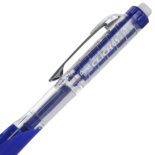 Twist-Erase Click Mechanical Pencil (0.5mm) Clear Barrel, Blue Grip (PD275TC)