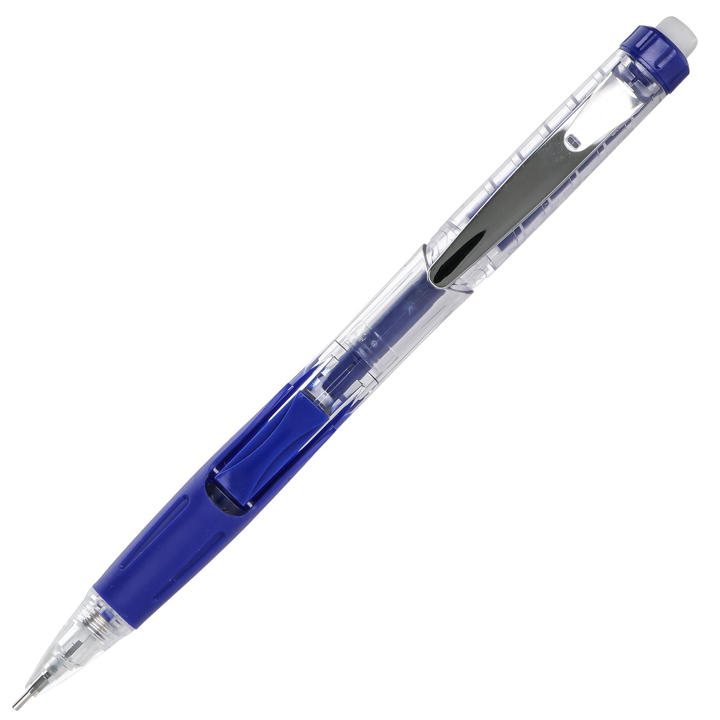 Twist-Erase Click Mechanical Pencil (0.5mm) Clear Barrel, Blue Grip (PD275TC)
