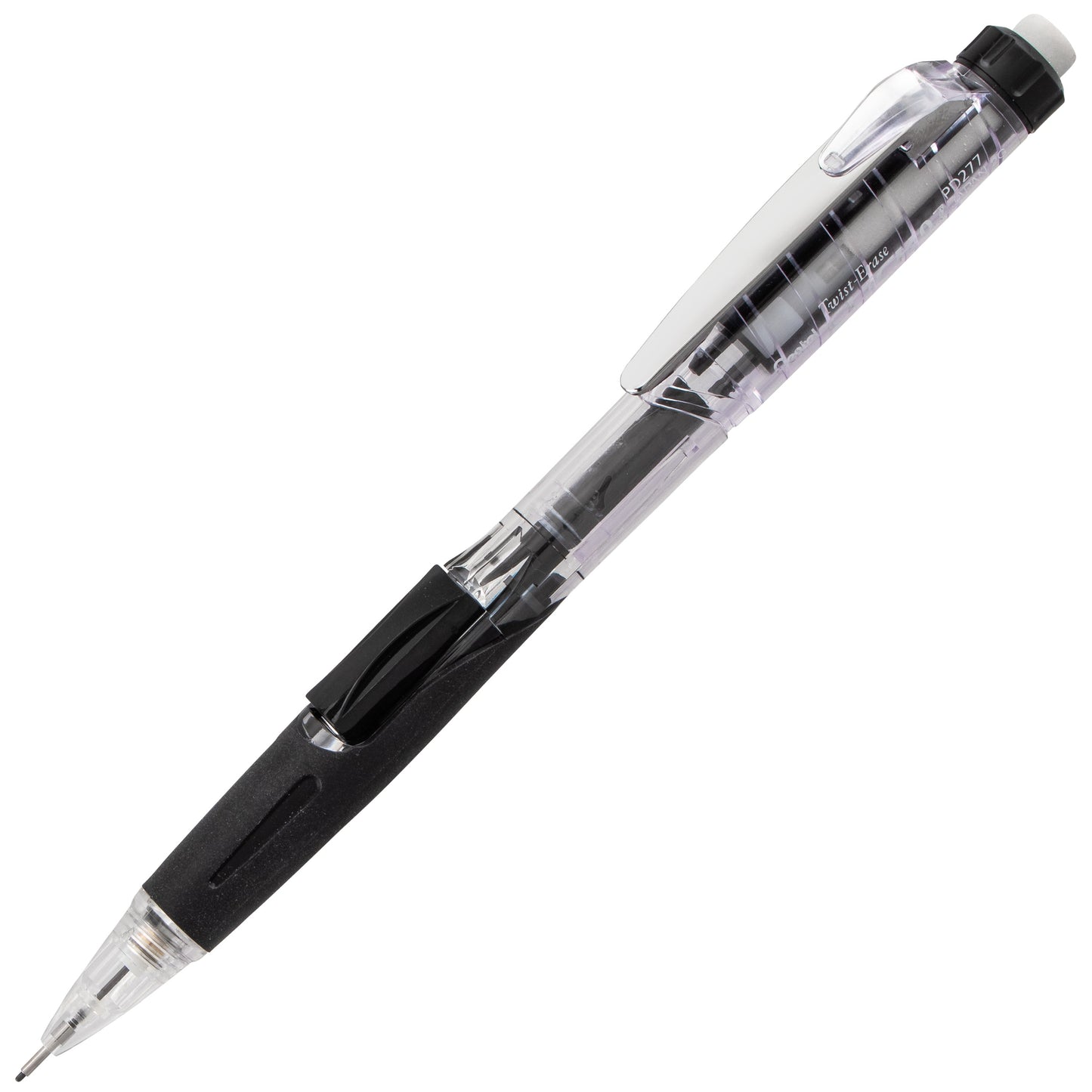 Twist-Erase Click Mechanical Pencil (0.7mm) Clear Barrel, Black Grip (PD277TA)