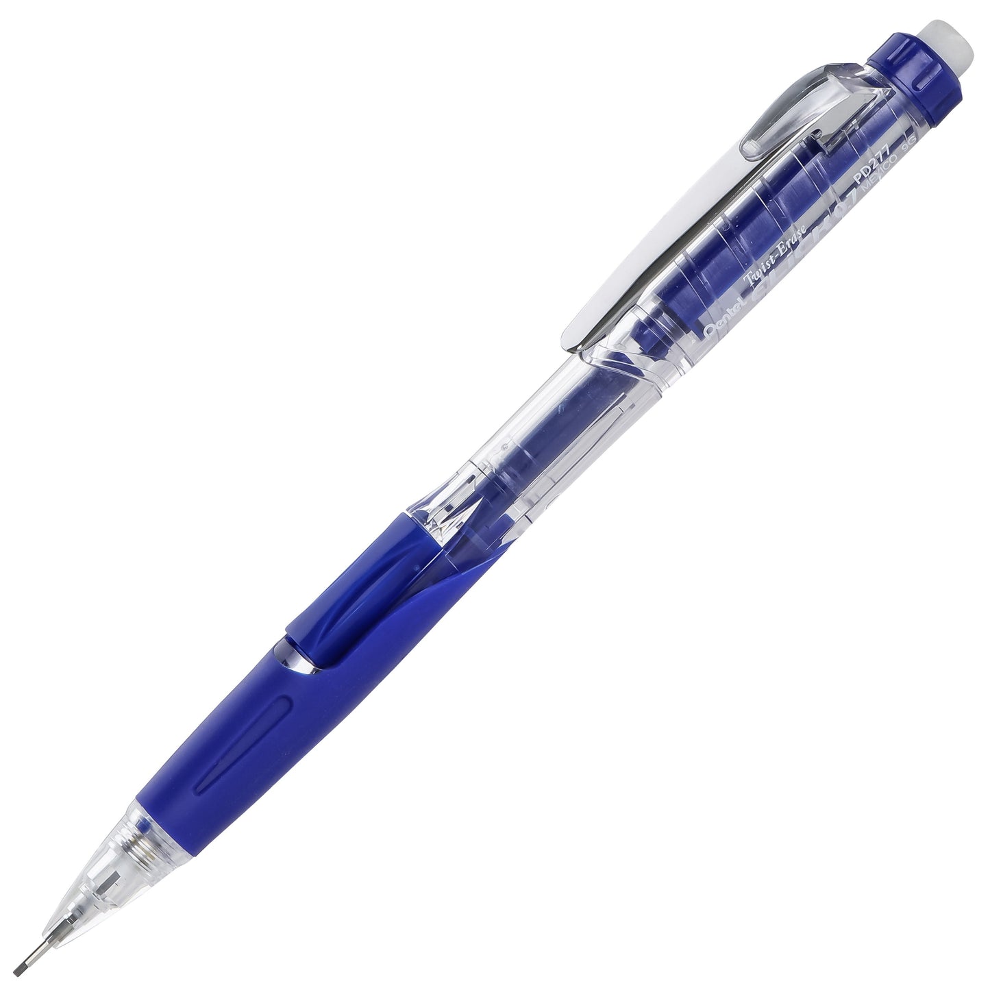 Twist-Erase Click Mechanical Pencil (0.7mm) Clear Barrel, Blue Grip (PD277TC)