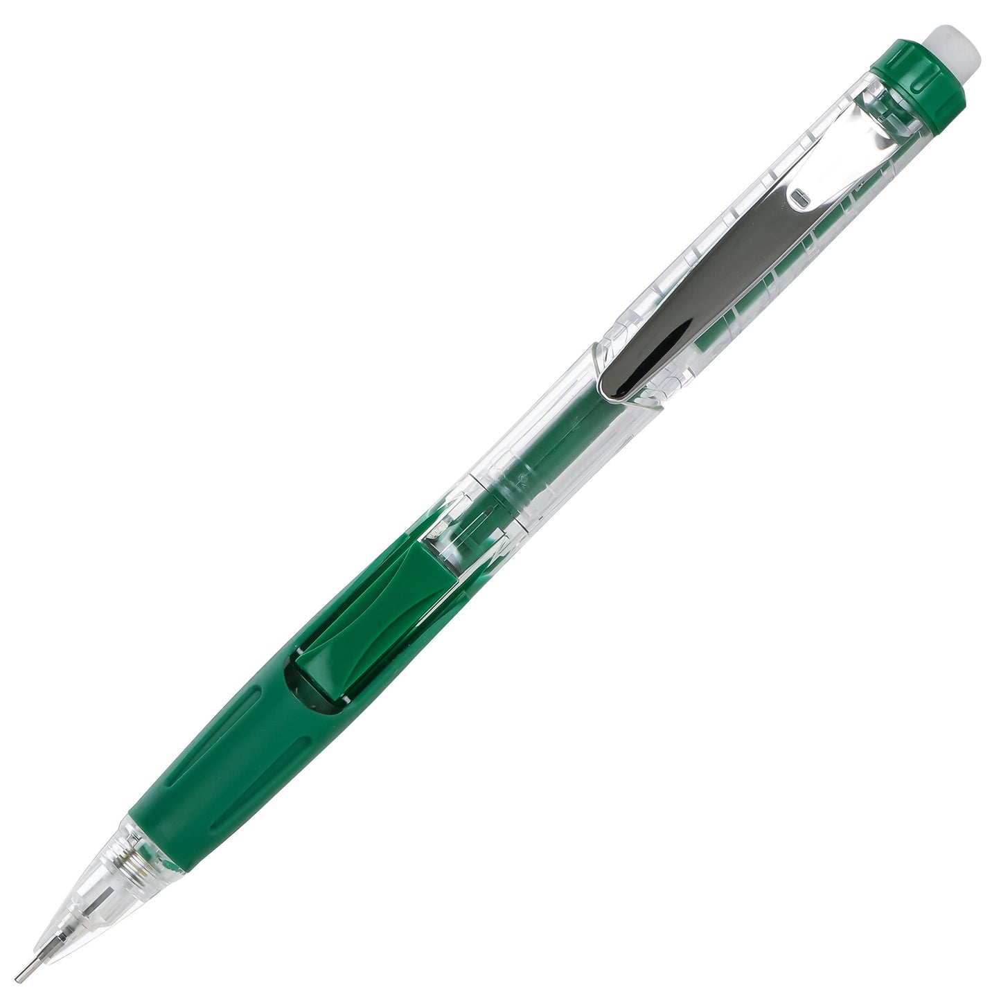 Twist-Erase Click Mechanical Pencil (0.7mm) Clear Barrel, Green Grip (PD277TD)