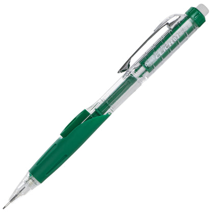 Twist-Erase Click Mechanical Pencil (0.7mm) Clear Barrel, Green Grip (PD277TD)