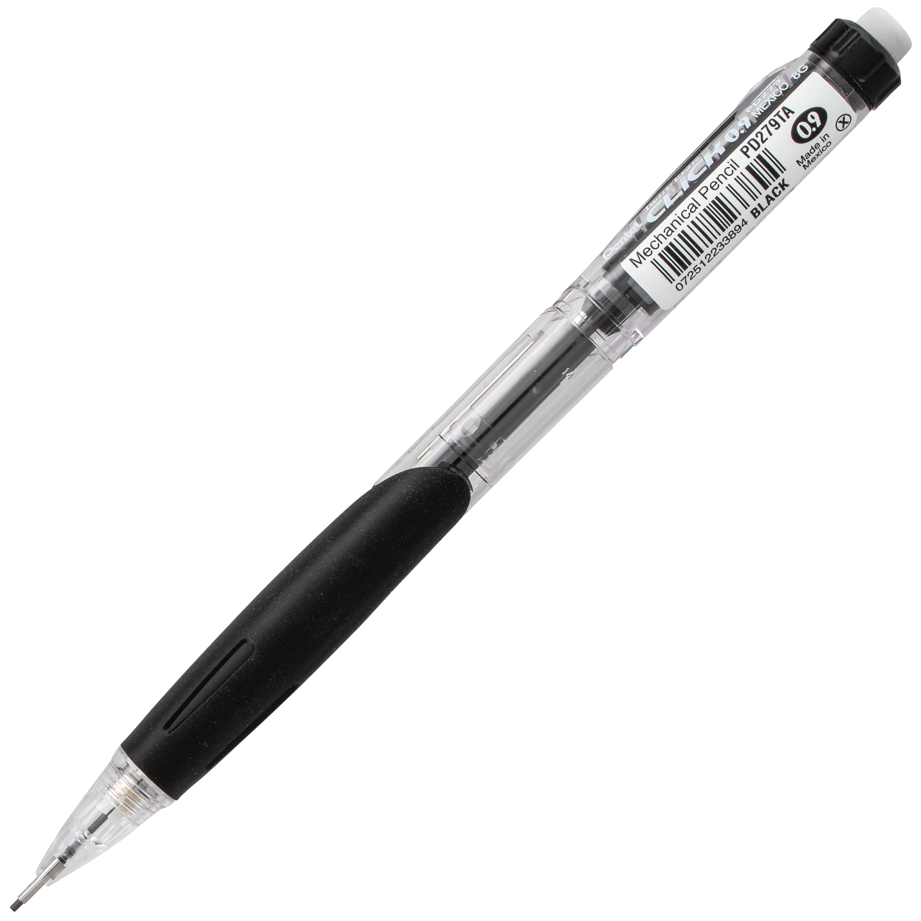 Twist-Erase Click Mechanical Pencil (0.9mm) Clear Barrel, Black