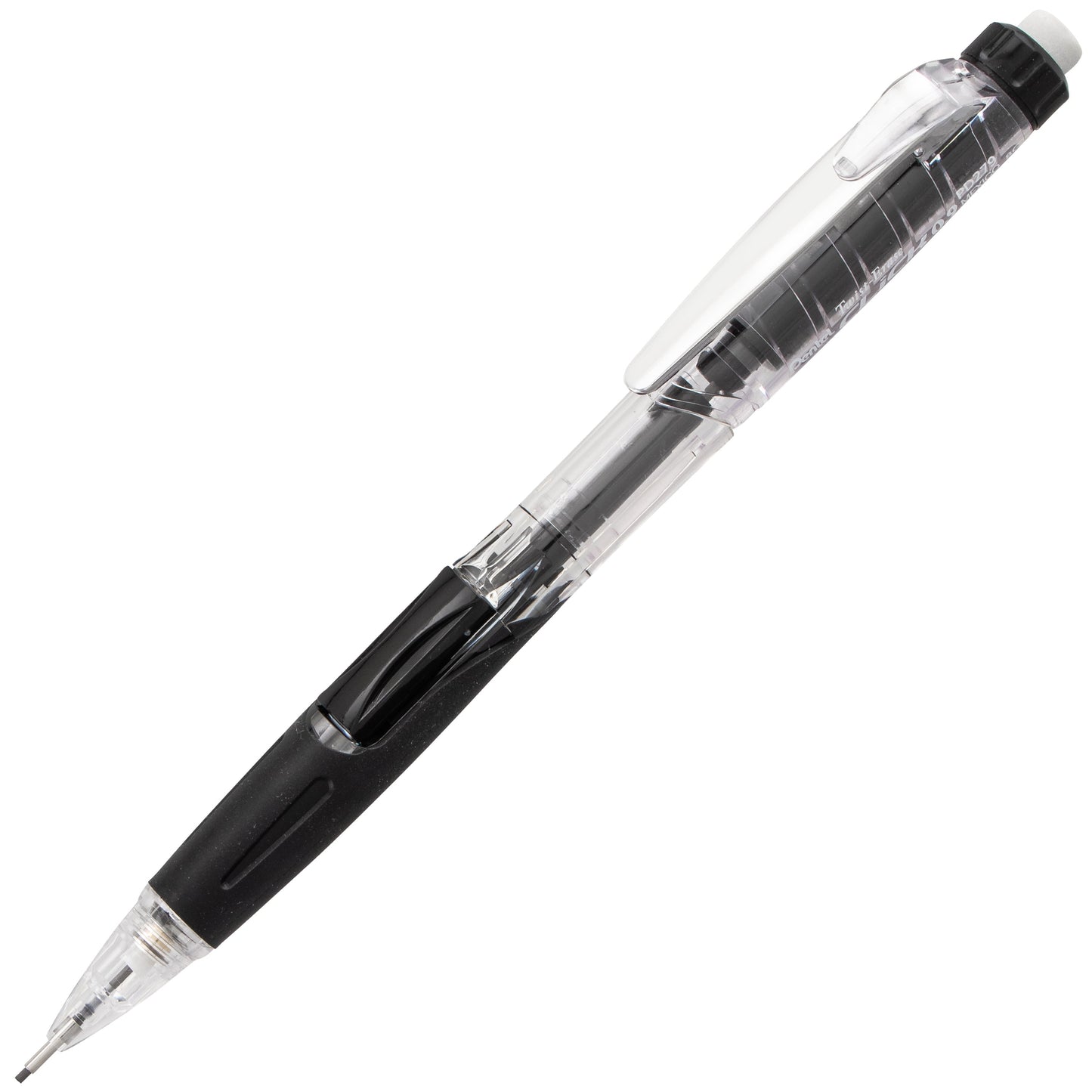 Twist-Erase Click Mechanical Pencil (0.9mm) Clear Barrel, Black Grip (PD279TA)